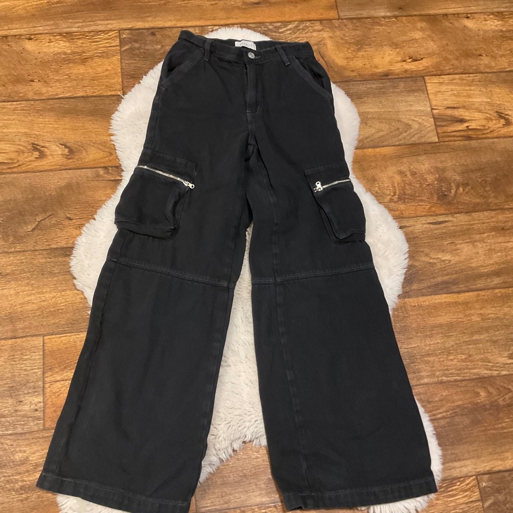 Pacsun Wide Leg Size 22 Black Denim Jeans Women's Leg Zipper Detail
